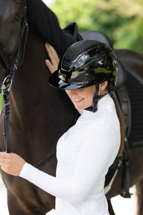 Kask jeździecki Elite Polo, lakierowany czarny, Covalliero