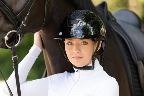 Kask jeździecki Elite Polo, lakierowany czarny, Covalliero